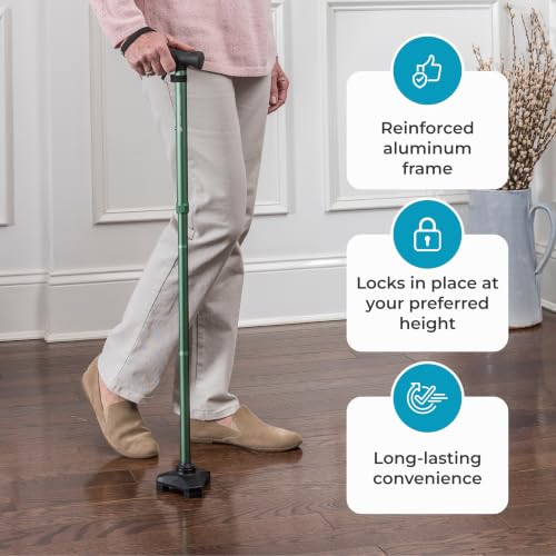 Image of HurryCane Freedom Edition Foldable Walking Cane with T Handle, Pastel Green