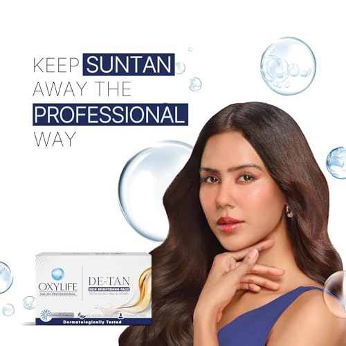 Image of Oxylife Salon Professional De-Tan Pack - 48g x 3 (144g) | 15-Min Tan Removal Cream | With Kojic Acid, Milk & Honey | Suitable for Men & Women | Dermatologically Tested | Sulphate & Paraben Free