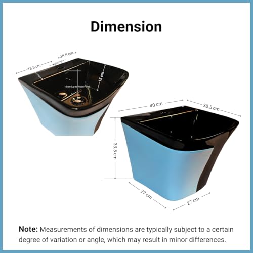 Image of Wall Mounted Wash Basin for Bathroom | Wall Hung Wash Basin /Sink (15.35 x 16.14 x 13 Inch, SFKOP - 219)