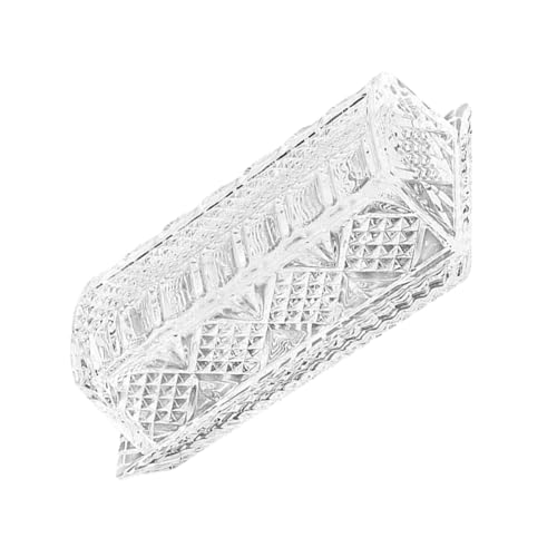Cabilock 1Pc Relief Pattern Glass Butter Keeper Tray with Lid Transparent Butter Box for Storing Butter Snacks Elegant Design for Kitchen Dining Table Decor