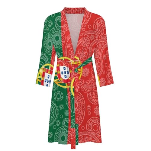 Portugal Paisley Flag Funny Men's Robe Soft Lightweight Bathrobe Long-sleeve Spa Robes4