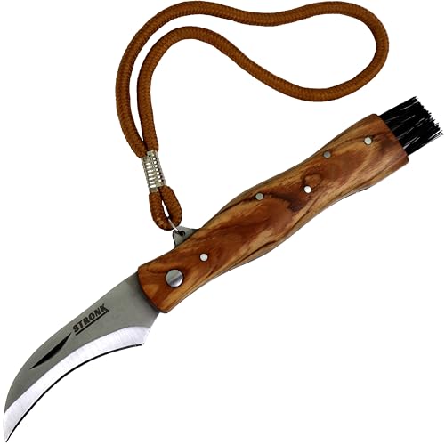 STRONK Folding Mushroom Knife with Brush for Gardening Foraging