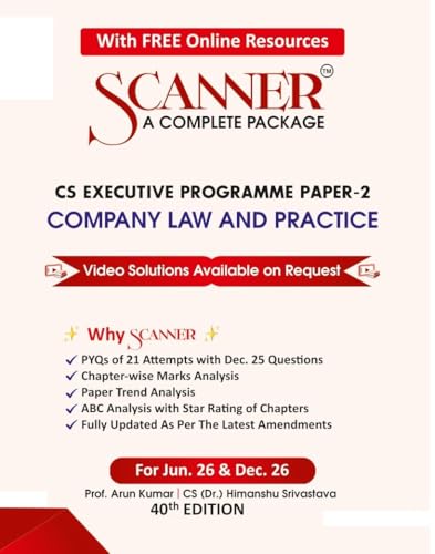 Image of Scanner CS Executive | Paper-2: Company Law and Practice |For Jun. 26, Dec 26 Exams | Solved Papers with PYQ (Included Dec 2025) | Shuchita Prakashan: 1 (Scanner Series)