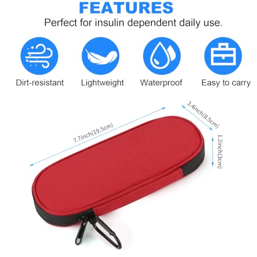 Image of Insulin Pen Cooler Travel Case with 2 Reusable TSA Approved Ice Packs, Diabetic Medication Insulated Cooler Bag for Insulin Pens and Other Diabetic Supplies Storage Red