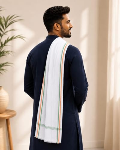 Image of Men's Cotton Gamcha Towel | Traditional Indian Angochha | Pure Cotton Soft & Absorbent Multipurpose Head Scarf | Lightweight Quick Dry Full Size Stole for Men & Women