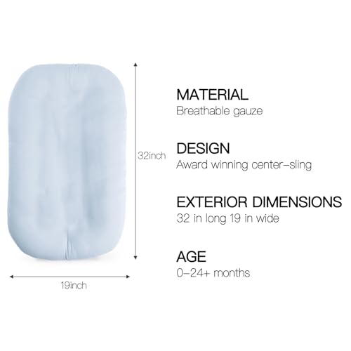Image of Infant Support Cushion - Baby Support Cushion for Newborn, 0-24 Months, Portable Tummy Time Mat for Home and Travel, Soft Cotton, Supervised Use, Baby Essentials Gift, Blue(1 Cushion + 1 Cover)