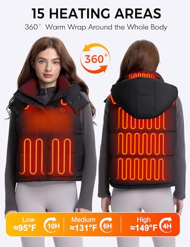 Best Heated Vests for Women: Stay Warm Without the Bulk (A Trainer's Honest Guide) 24 TODWARM Women Heated Vest with Battery Pack Included, Hooded Sleeveless Electric Warming Vests Outerwear for Outdoor Hiking, 15 Heating Zones/7.4V/16000mAh, S