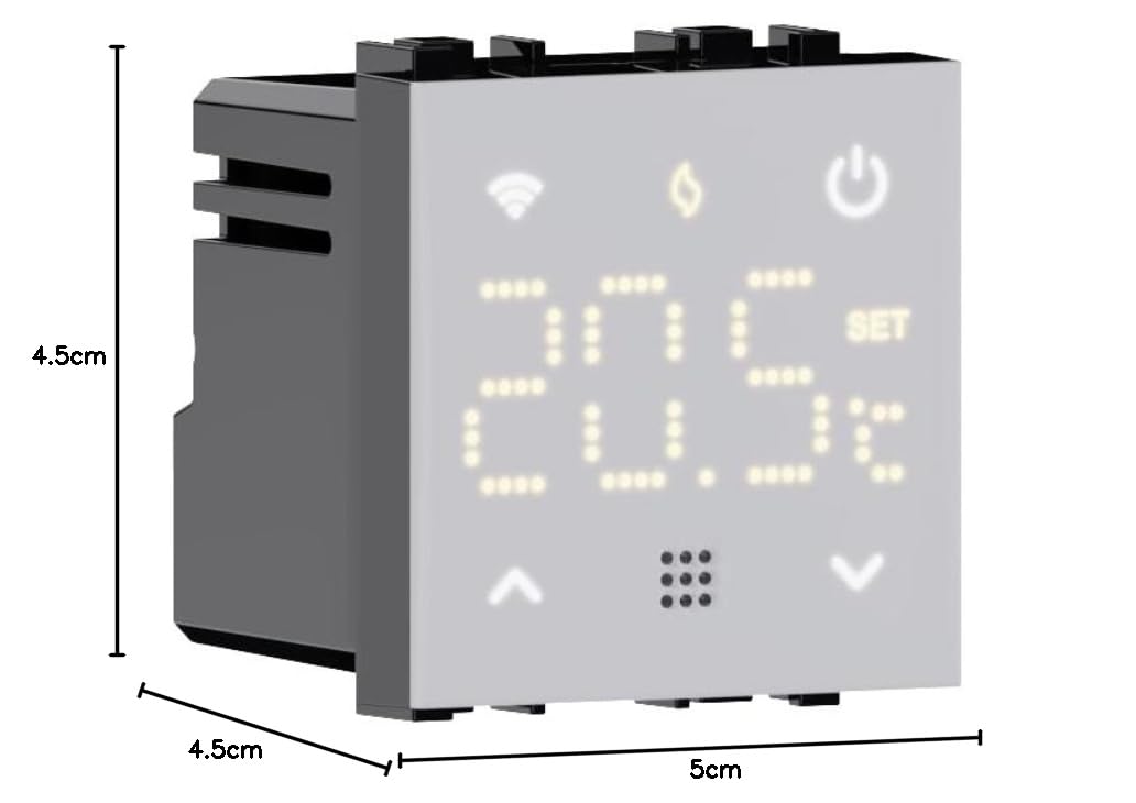 termostato da incasso modulo programmabile 2P 240V display touch retroilluminato colore bianco compatibile su supporti Bticino Matix