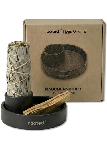 rooted.® [HOCHWERTIGE] Räucherschale 11,5 cm aus Keramik...
