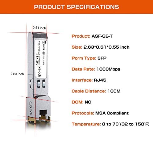 ipolex 4 PCS 1G SFP to RJ45 Copper Transceiver, 1000Base-T Mini GBIC RJ-45 SFP Module Compatible with Cisco GLC-T/SFP-GE-T - Image 3