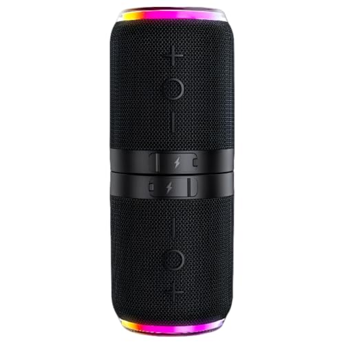 Altavoz inalámbrico 2 en 1 con agarre de metal, sonido estéreo dual portátil de 10 W, altavoz desmontable de agarre de metal para exteriores con luz RGB, tiempo de reproducción de 12 horas
