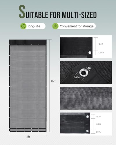 Image of Heavy Duty 8' x 16' Dump Trailer Tarp by FoundGo Mesh Tarp with Grommets, Air-Flow System, 4 Elastic Cords & 2 Pockets for Truck Bed Cover Replacement