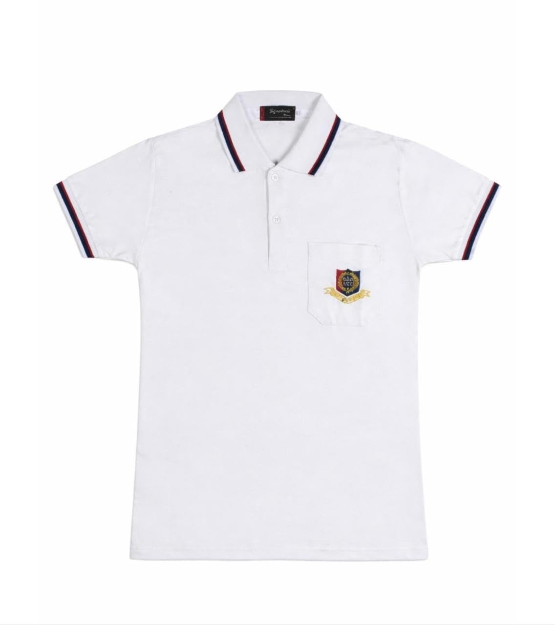 National Cadet Corps White Polo T-Shirt with Embroidered Crest and Striped Collar, Short Sleeve-picture-38