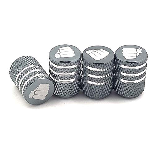 ZaCoo 4 Pcs Fist Pattern Car Tire Valve Stem Caps Aluminum Alloy Air Covers Universal (Gray)