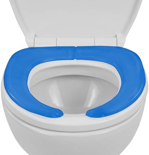 Vive Gel Toilet Seat Cushion Cover - Fits Elongated and Standard Toilet Models - Adhesive Padded Cushions for Pressure Relief (Blue)
