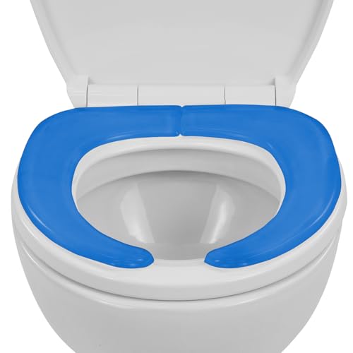 Vive Gel Toilet Seat Cushion Cover - Fits Elongated and Standard Toilet Models - Adhesive Padded Cushions for Pressure Relief (Blue)