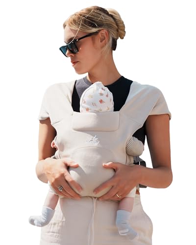 Image of Newborn Carrier, MOMTORY Baby Carrier, Baby Wraps Carrier Cozy with Hook&Loop for Easily Adjustable, Soft Fabric, Cream