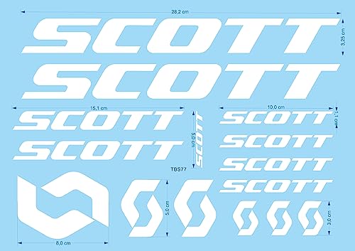 Generisch Stickers Aufkleber für Scott Rennrad oder Mountainbike, Weiß TBS77