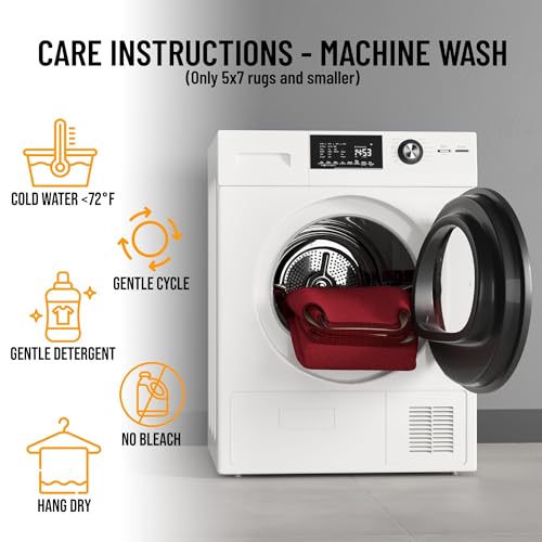 Machine Washable Modern Solid Design Non-Slip Rubberback 2x5 Traditional Runner Rug for Hallway, Kitchen, Bedroom, Entryway, 20" x 59", Red - Image 6