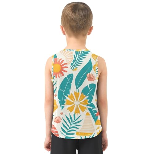 susiyo Summer Flowers Leaves Boys Sleeveless Tank Top Girls Athletic T Shirt3