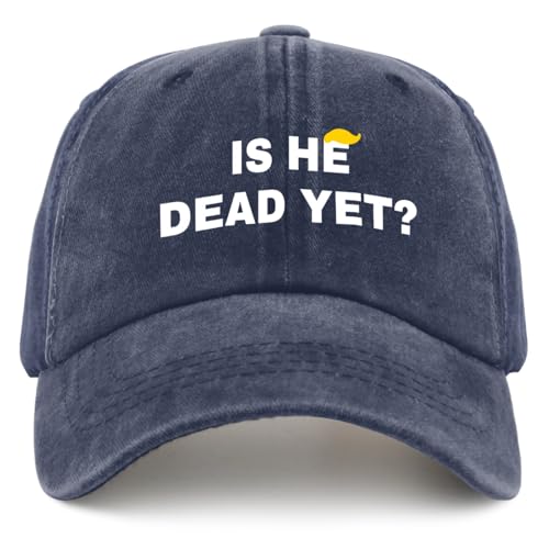 Chapéu divertido para pai com texto em inglês 'Is He Dead Yet Hat', Azul Marinho, Tamanho único
