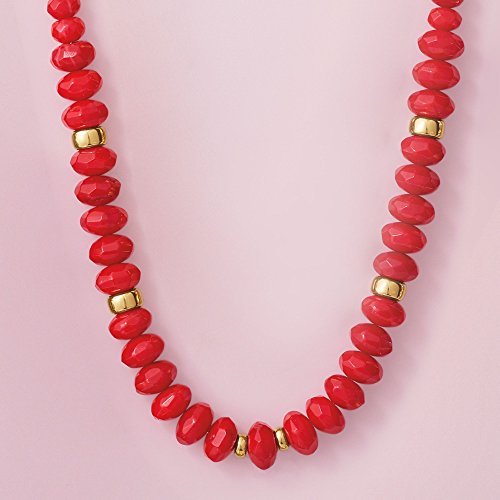 Ross-Simons 4.5-8mm Red Coral Bead Graduated Necklace With 14kt Yellow Gold3