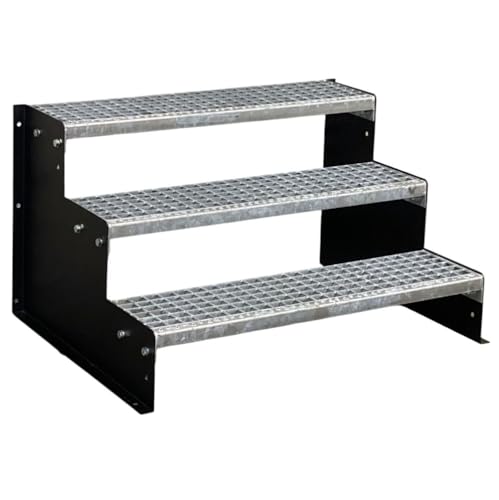 3 Stufen Standtreppe Modell 2 schwarz 18 cm Stufenhöhe 60 cm Breite 54 cm Höhe ohne Geländer