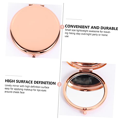 Fomiyes Mini Purse Make Up Mirror 1Pc Double Sided Folding Mirror Portable Vanity Mirror Mini Pocket Mirror Handheld Round Mirror Golden Travel Double Mirror Christmas Metal Travel Wallet #TOP5