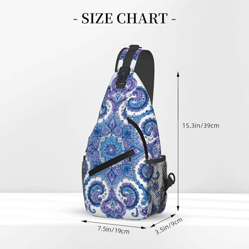 Mochila crossbody bandana floral azul para mujer miniatura 2