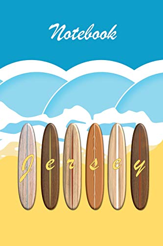 Jersey Vintage Look Surfboards Notebook: Celebrate surfing on the largest of the Channel Islands in Great Britain. Summer ocean surf themed blank ... to organise and refer back to notes easily.