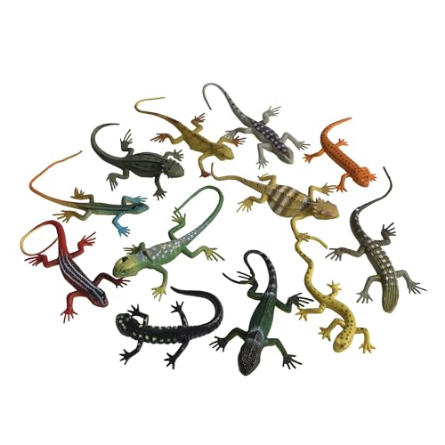 LXONTSG Niños Figuras Lagartijas, 12 Piezas Figuras Lagarto Colorido, Modelo Animales Lagartijas, Juguetes Lagarto Niños, Juguetes Lagarto Pequeño, Figuras Lagarto Imitación, Toy Educativos
