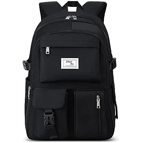 VARLIVOO Casual Girl Schoolbag Student Bookbag Backpack College Daypack Women Teenagers Rucksack 15.6" Laptop School Travel Camping Waterproof Polyester Black Cover