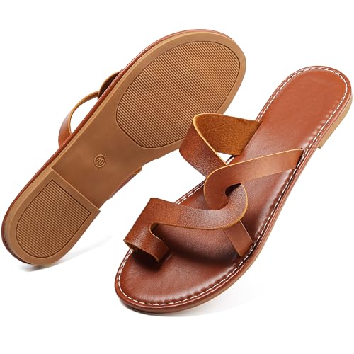 Bohemian Dress Sandals Womens Casual Flats Sandals Comfortable Ankle Strap Summer Boho Thong Sandals