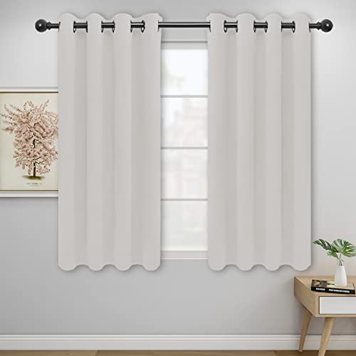 Image of Easy-Going Blackout Curtains for Bedroom, Solid Thermal Insulated Grommet and Noise Reduction Window Drapes, Room Darkening Curtains for Living Room, 2 Panels (52x46 in, Light Linen)