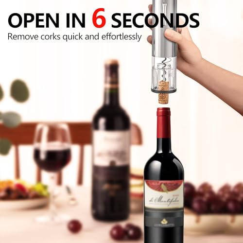 BGFOX 4-in-1 Rechargeable Electric Wine Opener Wine Aerator Gift Set with Electric Wine Decanter, Wine Stopper, Foil Cutter, Automatic Electric Wine Bottle Opener for Home Bar Parties, Stainless Steel - Image 5