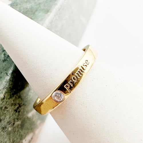 Honeycat Pinky Promise Ring Crystal Bezel Band Best Friend BFF Promise Ring in Gold Size 4, 5, 6, 7, 82