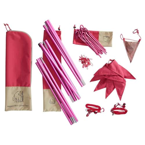 Nordisc 148057 Asgard Mini Color Pack, Tent Parts Set, Pole, Pegs, Guy Rope, Cherry Color Pack, for Outdoor Activities, Camping