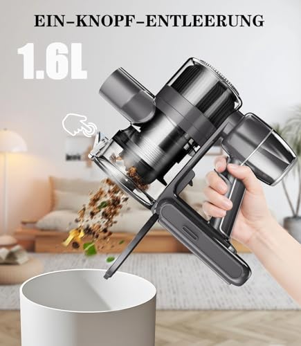 Akku Staubsauger Kabellos Akkustaubsauger Akkusauger - Kabelloser Stabstaubsauger Elektrische Sauger Kehrbesen mit Ladestation Cordless Vacuum Cleaner Für Tierhaare Teppich Beutellos Stielstaubsauger – Bild 5