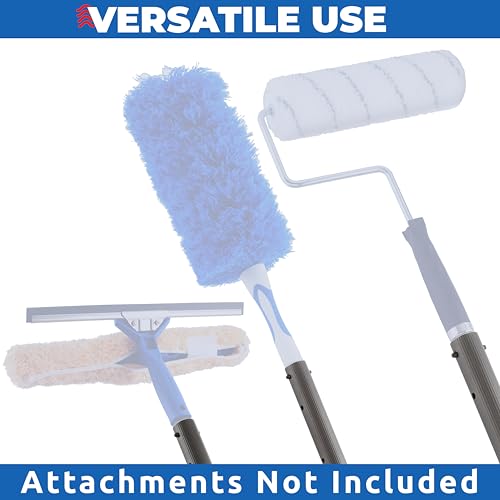 ProTuff Products 6/12' Telescopic Pool Pole - Bonus Threaded Adapter for Accessories - Heavy Duty Lock Right Design Always Grips, Never Slips – 12 ft