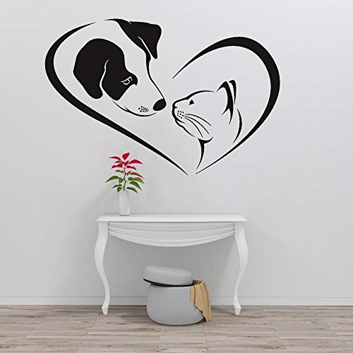 Autocollant mural de toilettage pour animaux de compagnie mignon chien chat vétérinaire maternelle vinyle autocollant mural créatif auto-adhésif A6 62x42 cm
