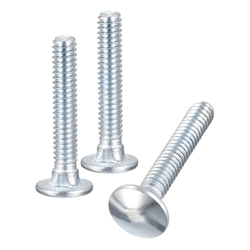 Image of uxcell 1 /4-20x1-1 /2 Carriage Bolt, 8pcs Round Head Square Neck Screws, Carbon Steel Zinc Plated, Fully Threaded, Silver