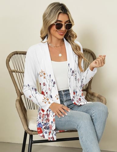 Image of Micoson Long Sleeve Lightweight Thin 2025 Summer Cardigan for Women Casual Loose Fit Kimono Cover Up with Pockets