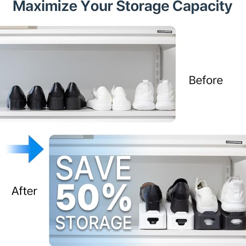 One-Piece Shoe Slot Organizer 10 Pack, Space-Saving Stackers for Closet, Entryway & Shoe Rack | No Assembly Needed - Image 3