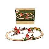 Das Set besteht aus 39 Teilen ( Zug, Kirche, Haus, Bahnhof, Zäune etc.) und hat aufgebaut eine Größe von 65 x 48 cm und eine Gesamtstreckenlänge von 170 cm