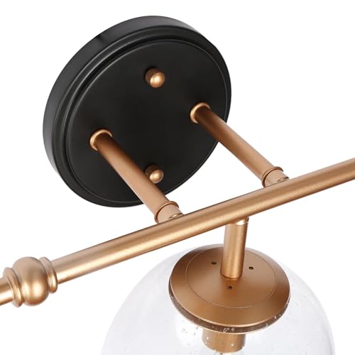 Image of KSANA Black and Gold Bathroom Light Fixtures, 3-Light Globe Vanity Lights for Bathroom with Seeded Glass Lampshade, Modern Bathroom Vanity Lighting Light Fixtures Over Mirror