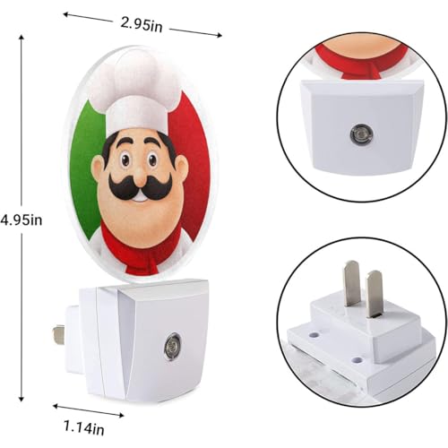 Image of EKOBLA Italian Chef Night Light, Cute Cartoon Chef Night Lights Plug Into Wall with Auto Sensor for Holiday Gifts