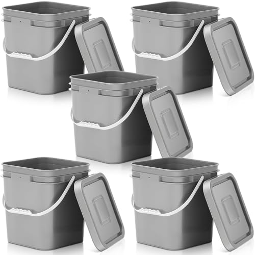 Mumufy 5 Pcs 3.5 Gallon Square Food Buckets