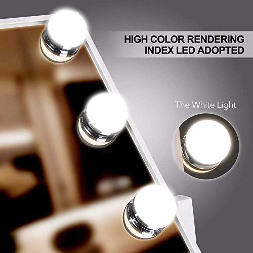 Lights Vanity Mirror, 14.5" L x 12" W LED Makeup Mirror with 9 LED Lights,3 Modes Light Modes&Touch Control Dimmable Tabletop Makeup Mirror,Detachable 10X Magnification,360°Rotation (White) - Image 5