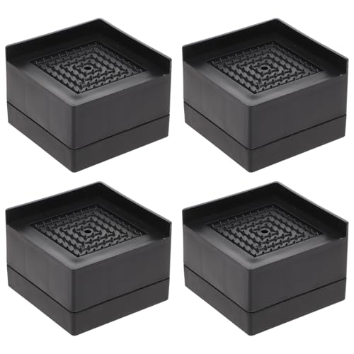 POPETPOP 4 Almohadillas Antideslizantes de Goma Negra para Patas de Muebles, Elevadores Cuadrados 5.8x5.8x4 Cm, Resistentes al Desgaste, Protección contra Humedad para Camas y Sofás, Uso
