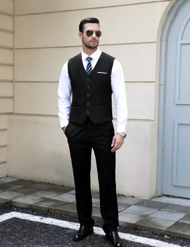 Mens Suit Vest, Business Formal Dress Vest for Men Solid Slim Fit Waistcoat, S-3XL4
